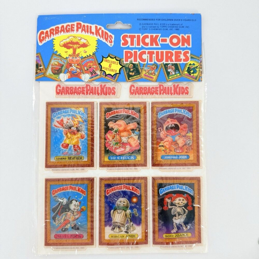 Vintage 1986 Garbage Pail Kids 6 Stick-Ons Puffy Stickers 1980s 80s Rare TOPPS